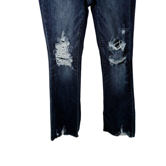 Judy Blue Mid Rise Slim Bootcut Jeans Dark Wash Distressed Western Womens 3/26 - Picture 4 of 10